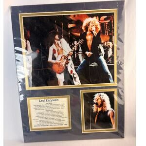 LEGENDS NEVER DIE LED ZEPPELIN MEMORABILIA PHOTO COLLAGE APPROX 14X11